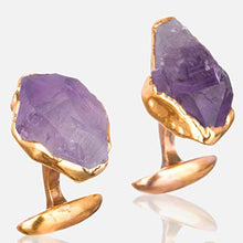 Load image into Gallery viewer, Large Raw Amethyst Cuff Links, February Birthstone Gift, Fathers Day Gift