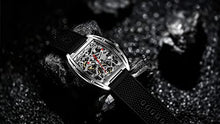 Load image into Gallery viewer, CIGA Design Z Series Automatic Mechanical Watch, Skeleton Stainless Steel Analog Silver Wristwatch Tonneau Sapphire Crystal for Men Women with Leather and Silicone Strap