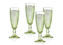 Load image into Gallery viewer, Godinger Champagne Flutes Beverage Glass Cups - Twill Emerald Green - Set of 4