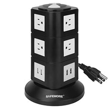 Load image into Gallery viewer, Power Strip Lanshion Surge Protector with Overload Protection with 6 Outlet and 3 USB,1250W 15A 125V, 6.5 Feet Extension Cord -Black