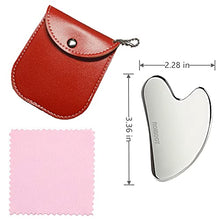 Load image into Gallery viewer, ROISOOT Upgrade Gua Sha Stainless Steel Tool for Face , Massage Scraper for Facial Skin Care with Red Travel Pouch