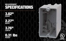 Load image into Gallery viewer, Madison Electric Products MSB22+ 1 Gang Device Box (22.5/Cu) with Depth Adjustable, Heavy Duty 42lb , Gray