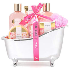 Load image into Gallery viewer, Spa Luxetique Spa Gift Basket, Rose Bath Gift Baskets, Bath Gifts for Women, Luxury 8 Pcs Home Bath Gift Set Includes Bath Bombs, Bath Salts, Bubble Bath, Body Lotion, Best Gift Set for Women.