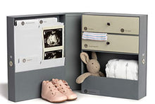 Load image into Gallery viewer, Savor | The Vault Baby Keepsake Box | Slate Gray - Customizable Newborn Memory Box w/ 2 Drawers, 7 compartments and 10 folders for Baby's Treasured Memories, Baby Shower, First Birthday