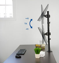 Load image into Gallery viewer, VIVO Dual Monitor Articulating Desk Mount Stand with Height Adjustment and Open VESA Plates for 2 LCD Screens up to 27 inches, Stacked Array, Black, STAND-V002R