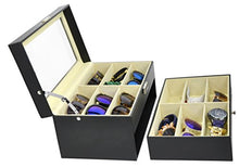 Load image into Gallery viewer, ADTL 3 Gifts for Free 12 Grids Double-Layer Black PU Leather Organizer Sunglass Eyewear Storage Box