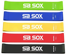 Load image into Gallery viewer, SB SOX Resistance Bands Set for Men & Women – Best Workout/Exercise Bands That Don’t Roll Up – Perfect Exercise Equipment for Your Home Gym – Easy to Use, Works Great, Very Durable Elastic (Original)