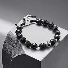 Load image into Gallery viewer, AWNL Men's Nuummite Woven Drawstring Beaded Bracelet with Sterling Silver Centre Charm (10mm Gemstone), 6.7''-7.5''