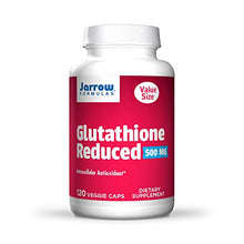 Load image into Gallery viewer, Jarrow Formulas Glutathione Reduced 500 mg - 120 Veggie Caps - Pharmaceutical Grade Glutathione - Intracellular Antioxidant - Bolsters Regeneration of Vitamin C & E Levels in Body - 120 Servings