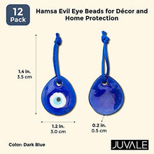 Load image into Gallery viewer, Juvale Hamsa Evil Eye Beads for Décor and Home Protection, 12 Pack, Dark Blue