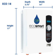 Load image into Gallery viewer, EcoSmart ECO 18 Electric Tankless Water Heater, 18 KW at 240 Volts with Patented Self Modulating Technology