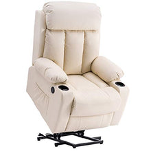 Load image into Gallery viewer, Mcombo Large Electric Power Lift Recliner Chair Sofa for Elderly Big and Tall People, 3 Positions, 2 Side Pockets and Cup Holders, USB Ports, Faux Leather 7406 (Cream White)