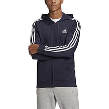 Load image into Gallery viewer, adidas Men's Standard Essentials Fleece 3-Stripes Full-Zip Hoodie, Legend Ink