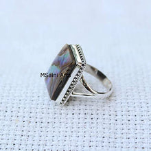 Load image into Gallery viewer, 925 Sterling Silver Ring For Men & Women, Natural Abalone Shell Ring Gemstone Unique Handcrafted Ring
