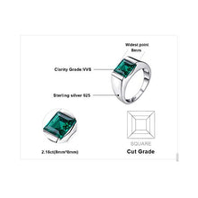 Load image into Gallery viewer, Jewelrypalace Men's Square 2.2ct Simulated Russian Nano Green Emerald Engagement Ring 925 Sterling Sliver Size 9