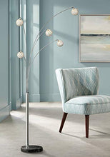 Load image into Gallery viewer, Allegra Mid Century Modern Arc Floor Lamp 5-Light Chrome Marble Base Crystal Ball Shades Foot Dimmer for Living Room - Possini Euro Design
