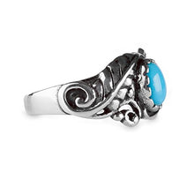 Load image into Gallery viewer, American West Sterling Silver Sleeping Beauty Turquoise Gemstone Leaf Ring Size 07