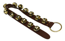 Load image into Gallery viewer, Ohio Travel Bag Sleigh Bells on Strap, 32 Inch, Brown & Brass, Leather, Brass, C-2128
