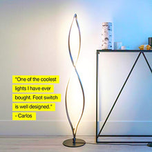 Load image into Gallery viewer, Brightech Twist - Modern LED Spiral Floor Lamp for Living Room Bright Lighting - Built in Dimmer for Bedroom Ambience Or TV Soft Light - Futuristic Indoor Pole Lamp for Offices - Black