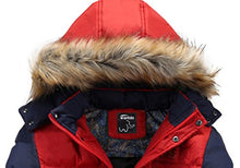 Load image into Gallery viewer, Wantdo Men's Casual Fur Hooded Winter Warm Coat Outwear Jacket Red Small
