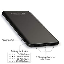 Load image into Gallery viewer, Triple USB Outputs Super Slim Power Bank Ultra Thin, Attom Tech 5000mAh Mini Portable Charger External Phone Battery Pack Small Dual USB Outlet, Emergency Phone Power Backup