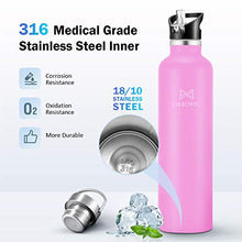 Load image into Gallery viewer, OMORC 316 Stainless Steel Water Bottle-34oz,Double Wall Vacuum Insulated Water Bottle,Stay Cold for 48 Hrs,Hot for 24 Hrs, Wide Mouth Thermo Travel Sports Water Bottle with Straw and 2 Lids-Pink