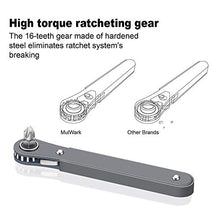 Load image into Gallery viewer, MulWark 20pc 1/4 Ultra Low Profile Mini Ratchet Wrench Close Quarters Screwdriver Set with High Torque - Right Angle EDC Tool with 90 Degree Mini Offset Reversible Drive Handle & Multi Hex Bits Set
