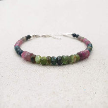 Load image into Gallery viewer, Watermelon Tourmaline Bracelet for women Sterling Silver October Birthstone Gemstone Jewelry