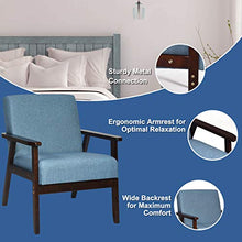Load image into Gallery viewer, Giantex Set of 2 Mid-Century Modern Accent Chair, Retro Fabric Armchair w/Tufted Back, Solid Hardwood Made, Upholstered Linen Lounge Arm Chair for Living Room (Blue)
