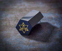 Load image into Gallery viewer, Crystalya Premium Quality 4" Extra Large Healing Crystal Wand, Black Obsidian Crystal, Merkaba Symbol Engraving, Crystals and Healing Stones, Home Decor, Reiki, Chakra, Meditation - Wooden Gift Box