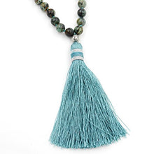 Load image into Gallery viewer, Malahill mala Beads Necklace for Women Man, mala Bracelet, Prayer Beads Necklace, African Turquoise Tassel Necklace