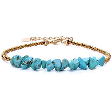 Load image into Gallery viewer, Turquoise Link Bracelet Gold Plated Hematite Beaded Adjustable Chain Minimalist Jewelry for Women 7’’