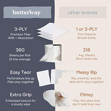 Load image into Gallery viewer, Betterway Bamboo Toilet Paper 3 PLY - Eco Friendly, Sustainable Toilet Tissue - 12 Double Rolls & 360 Sheets Per Roll - Septic Safe - Organic, Plastic Free, Compostable & Biodegradable - FSC Certified
