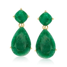 Load image into Gallery viewer, Ross-Simons 19.20 ct. t.w. Emerald Drop Earrings in 18kt Gold Over Sterling