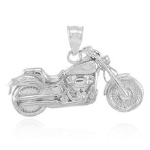 Load image into Gallery viewer, 925 Sterling Silver High Polish Biker Charm Motorcycle Pendant Necklace, 16"