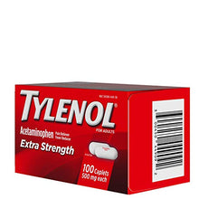 Load image into Gallery viewer, Tylenol Extra Strength Caplets with 500 mg Acetaminophen Pain Reliever Fever Reducer, 100 Count