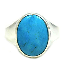 Load image into Gallery viewer, 55Carat Natural Turquoise Silver Ring for Men 9 Carat Oval Astrological Size 4,5,6,7,8,9,10,11,12,13