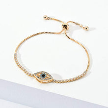 Load image into Gallery viewer, Mother's Day Cubic Zirconia Adjustable Tennis Chain Brass Evil Eye Bracelets for Women Girls (Gold)