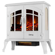 Load image into Gallery viewer, e-Flame USA Jasper Freestanding Electric Fireplace Stove - 3-D Log and Fire Effect (White)