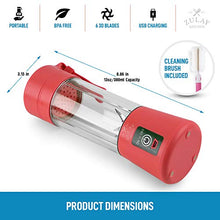 Load image into Gallery viewer, Zulay Portable Blender For Shakes And Smoothies - USB Rechargeable Portable Smoothie Blender Small For Travel - 13oz Capacity Personal Mini Blender Portable - Red