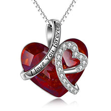 Load image into Gallery viewer, AOBOCO January Birthstone Necklace Sterling Silver Red Heart Garnet Crystal Pendant Love Jewelry Gift for Women