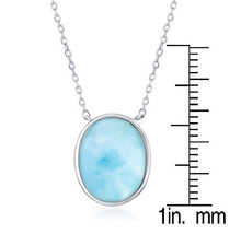 Load image into Gallery viewer, Sterling Silver High Polish Natural Oval Larimar 16+2" Necklace