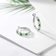 Load image into Gallery viewer, Gem Stone King 3.00 Ct G/H Lab Grown Diamond Green Simulated Tsavorite 925 Silver Earrings