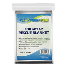 Load image into Gallery viewer, Primacare HB-10 Emergency Foil Mylar Thermal Blanket (Pack of 10), 52" Length x 84" Width, Silver