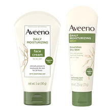 Load image into Gallery viewer, Aveeno Daily Moisturizing Fragrance-Free Face & Neck Cream, Oat Facial Moisturizer for Dry Skin, 5 oz, & Aveeno Daily Moisturizing Body Lotion with Soothing Oat, 2.5 oz, Two Pack