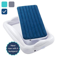 Load image into Gallery viewer, hiccapop Inflatable Toddler Travel Bed with Safety Bumpers | Portable Blow Up Mattress for Kids with Built in Bed Rail - Navy Blue