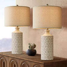Load image into Gallery viewer, PoKat 24.75’’ Modern Contemporary Ceramic Table Lamp Set of 2 for Living Room White Desk Decor Lamps for Bedroom Study Room Office Farmhouse Bedside Nightstand Lamp End Table Lamps
