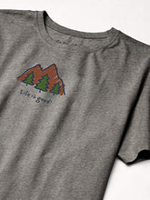 Load image into Gallery viewer, Life is good Men's Standard Vintage Crusher Graphic T-Shirt Mountains, Heather Gray, x Large