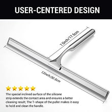 Load image into Gallery viewer, Squeegee for Shower Glass Door, 12-Inch All-Purpose Shower Squeegee for Bathroom, Car Window and Tiles with Adhesive Holder & 1 Replacement Squeegee Blade, Stainless Steel