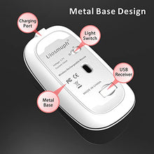 Load image into Gallery viewer, LED Wireless Mouse, Uiosmuph G12 Slim Rechargeable Wireless Silent Mouse, 2.4G Portable USB Optical Wireless Computer Mice with USB Receiver and Type C Adapter (Matte Black)